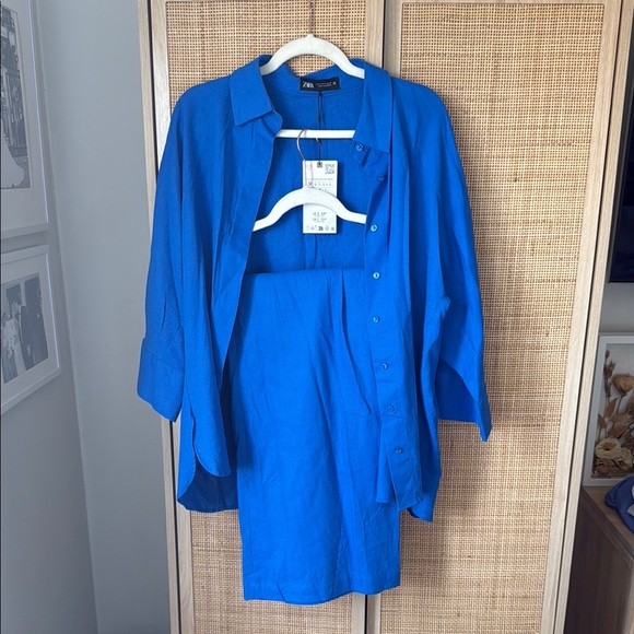 Zara Blue Matching Linen Set - Picture 1 of 7